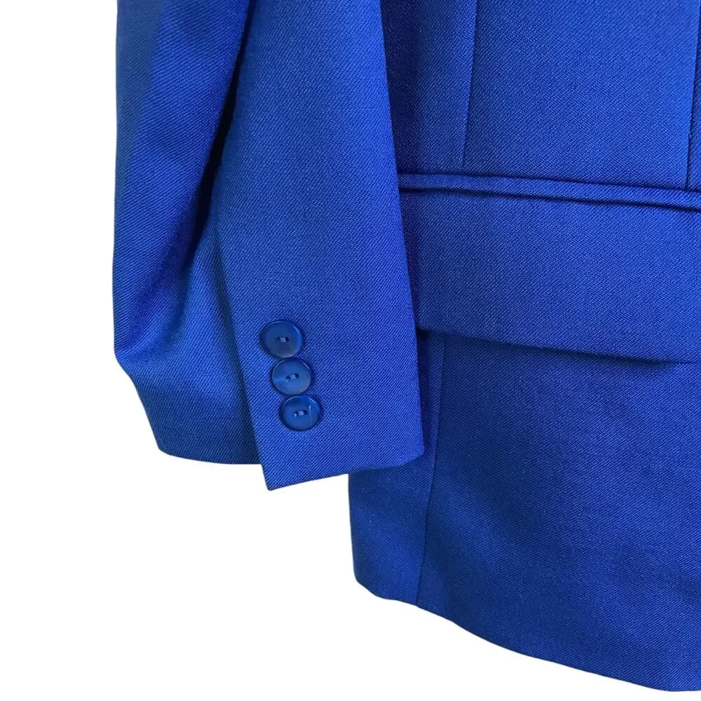 Pendleton Blazer Jacket Womens‎ Sz 10 Bright Blue 100% Wool Single Button